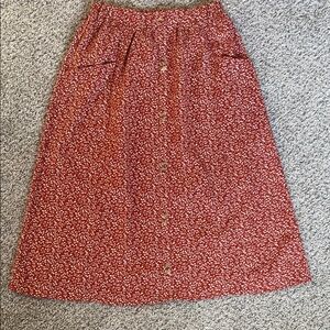 Roolee White and Brown Midi Skirt Casual Resort Wear